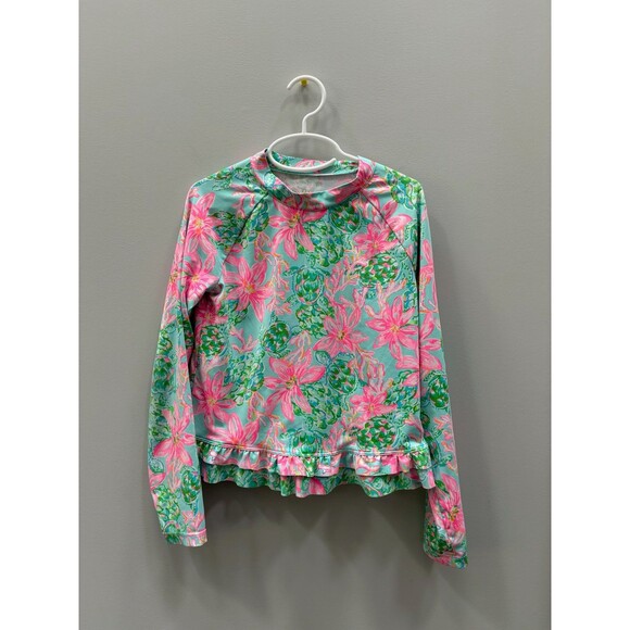 Lilly Pulitzer Ansley So Shellegant Long Sleeve Rashguard 10Y - Picture 1 of 3